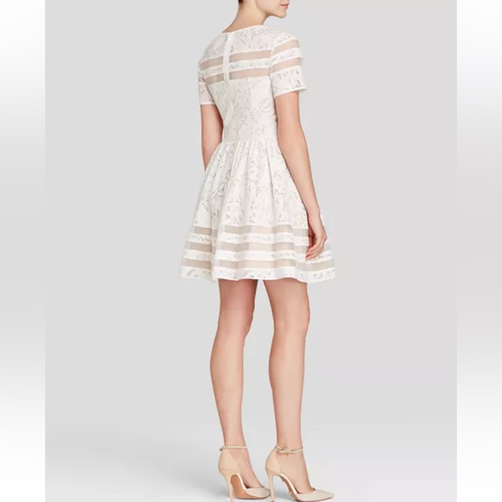 Aqua White Lace Mini Dress - Picture 2 of 15